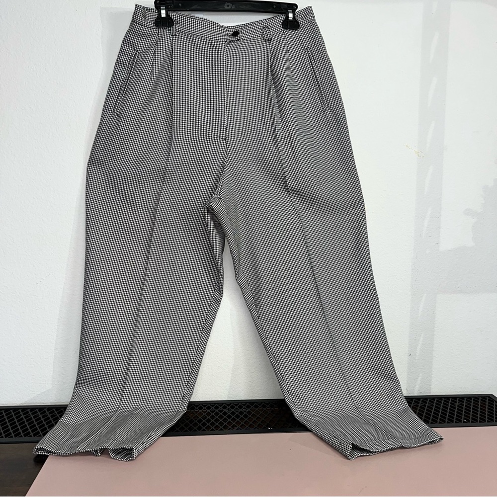 Hillard & Hanson‎ Women’s Pants Size 14 Black White Houndstooth High Rise VTG
